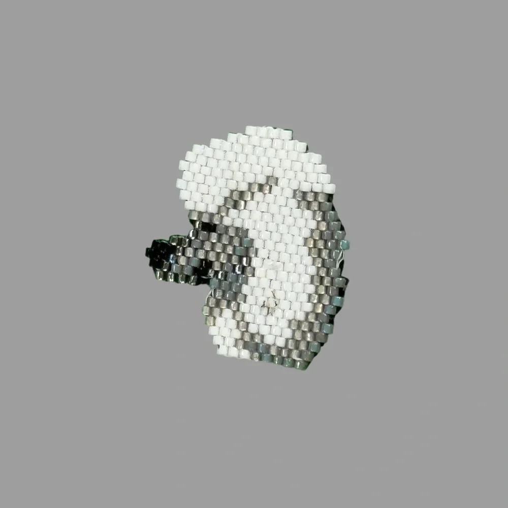 Handcrafted beaded white standard show poodle leather backed brooch pin